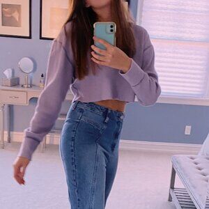 Purple Thermal Cropped Long Sleeve